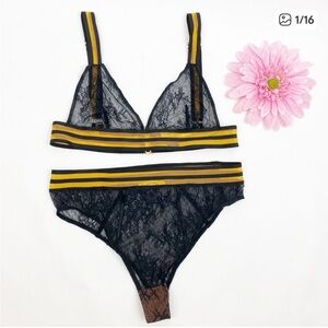 NEW For Love And Lemons Skivvies Two Piece Set: Julienne Lace Triangle Bra Panty